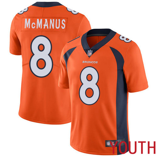Youth Denver Broncos #8 Brandon McManus Orange Team Color Vapor Untouchable Limited Player Football NFL Jersey->youth nfl jersey->Youth Jersey